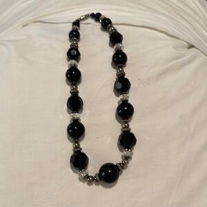 Classic Black and Silver Beaded Necklace